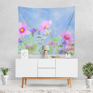 Artistic Spring Flower Cosmos Pastel Pink Flower P Tapestry