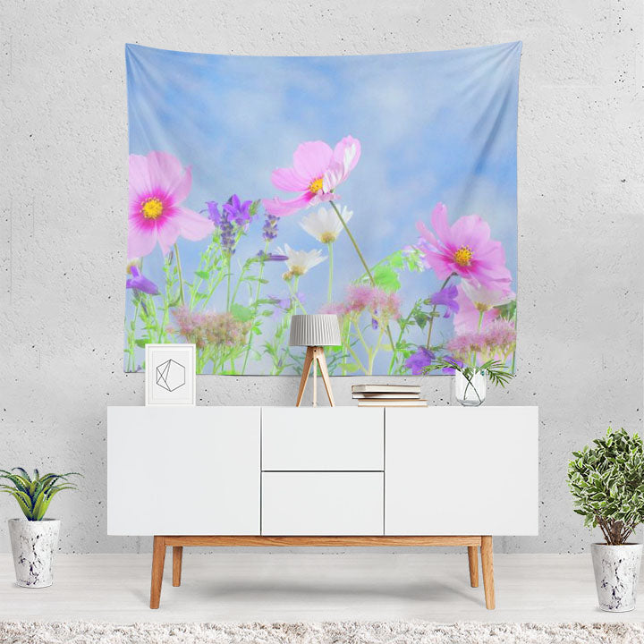 Artistic Spring Flower Cosmos Pastel Pink Flower P Tapestry