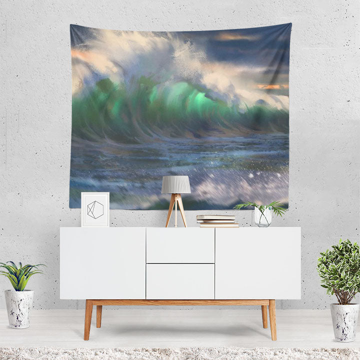 Artistic Wave Painting Ocean Sea Tapestry