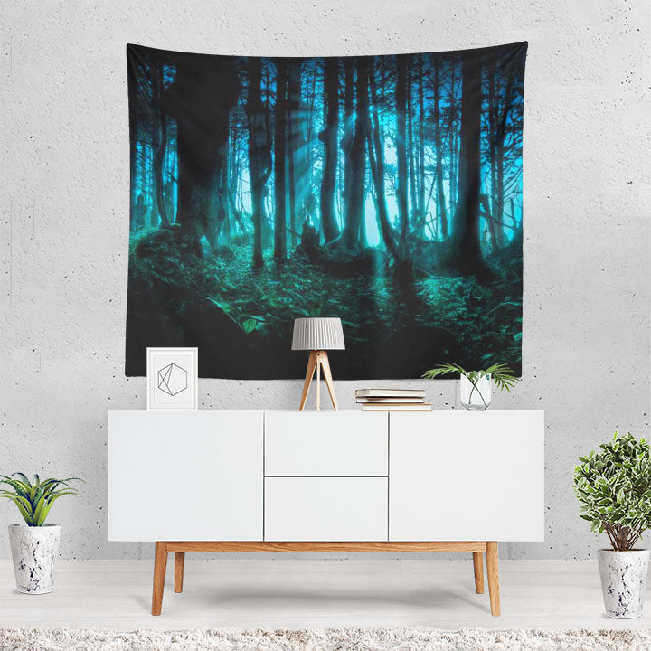 Dark Forest Wood Tree Night Creepy Spooky Tapestry