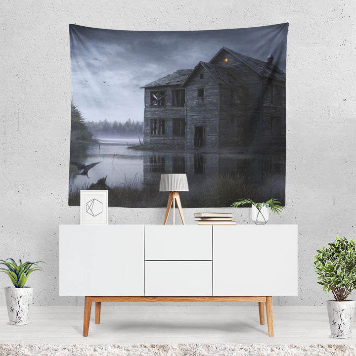 Dark House Building Lake Tapestry