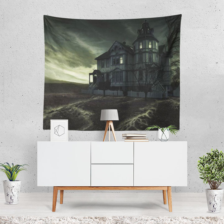 Dark House Haunted House Abandoned Victorian Tapestry
