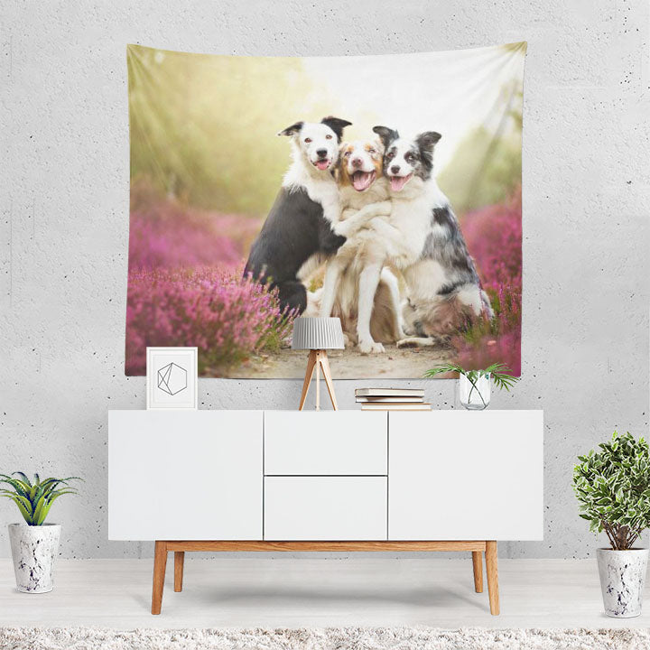Dog Dogs Cute Love Border Collie Australian Sheph Tapestry