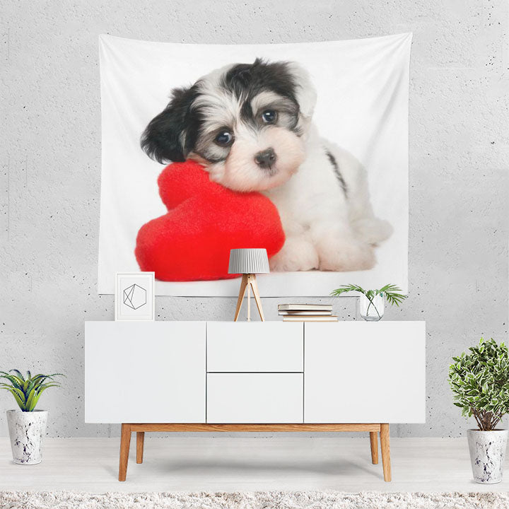 Dog Dogs Puppy Heart Cute Tapestry