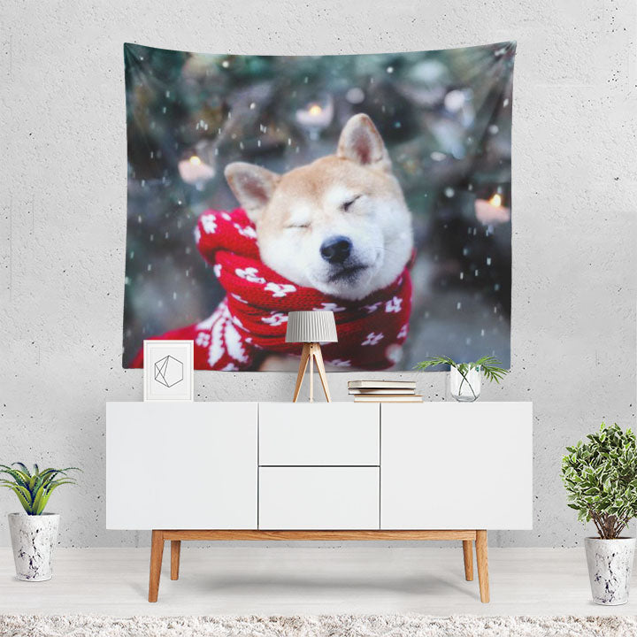 Dog Dogs Winter Cute Tapestry