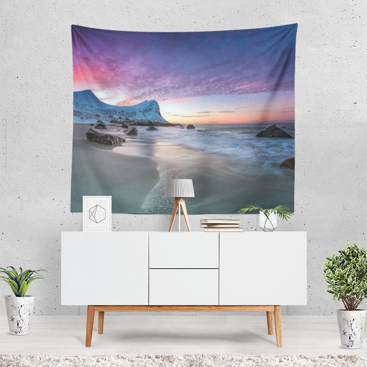 Earth Beach Horizon Sand Rock Sky Ocean Tapestry